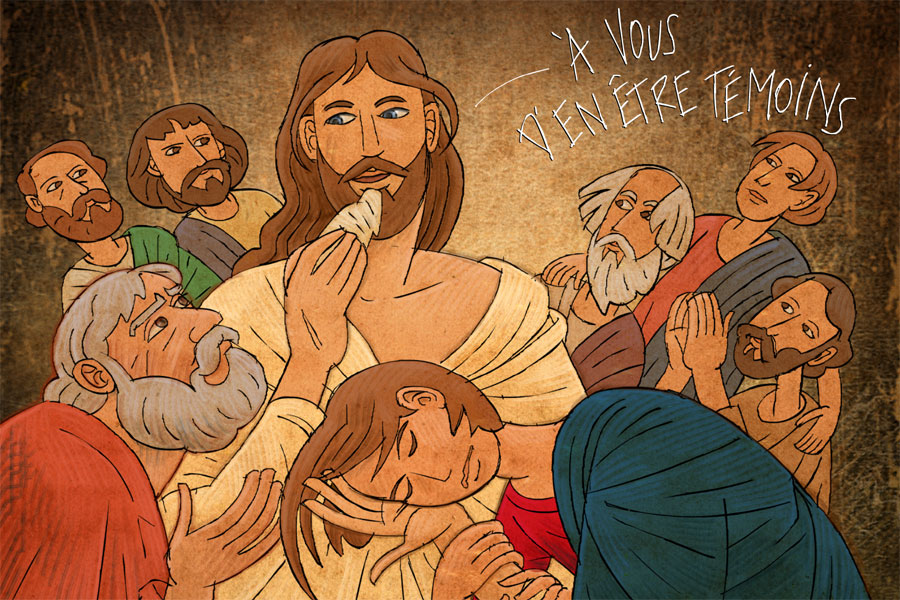 3ème Dimanche de Pâques " À vous d’en être les témoins. »  Lc 24, 35-48 Luc_24_35-48-temoins